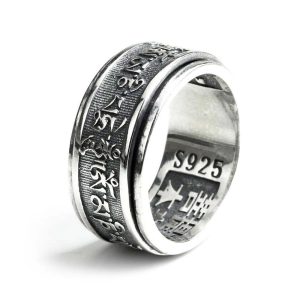 bague anti-stress argent om mani padme