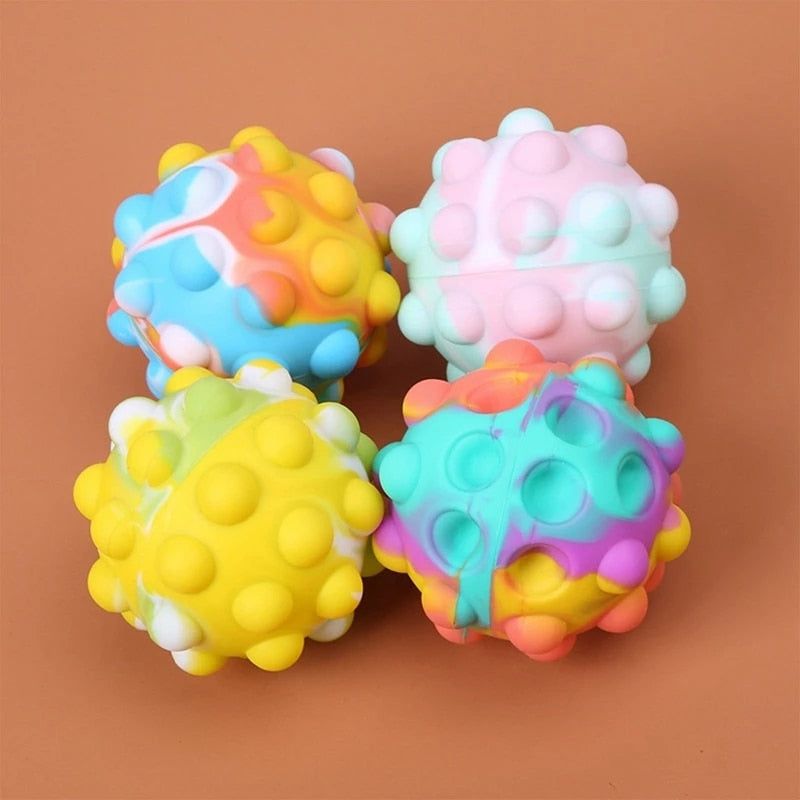 balle anti-stress 3D colorée bleu
