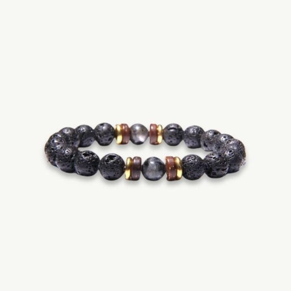 bracelet anti-alcool pour homme en labradorite et perles de lave