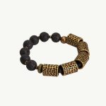 bracelet cuivre martelé et perles de lave