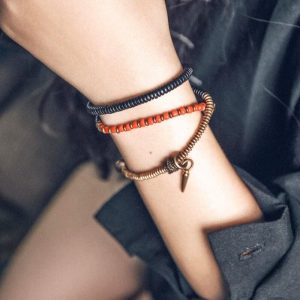 bracelet ébène avec perles multicolores et perle Dzi