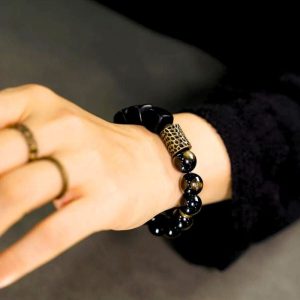 bracelet en bois d'ébène et cuivre tibétain