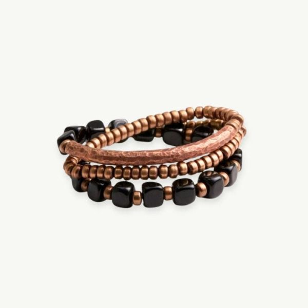 bracelet en onyx noir et cuivre