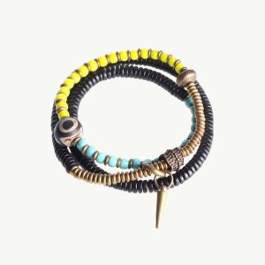 bracelet en perles colorées ébène et perle Dzi