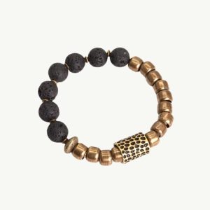bracelet en pierre de lave et cuivre